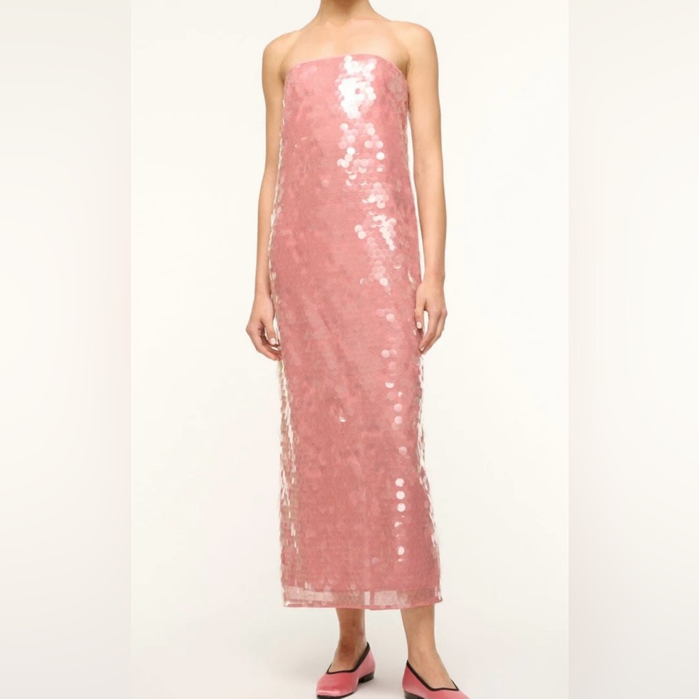 Staud Pink Sequin Strapless Dress NWOT